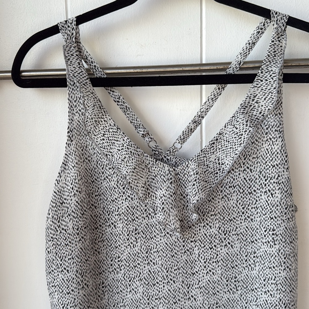 Cabi Flutter Strappy V Neck Top 5359 Black Grey Dot Cami S - Picture 5 of 10